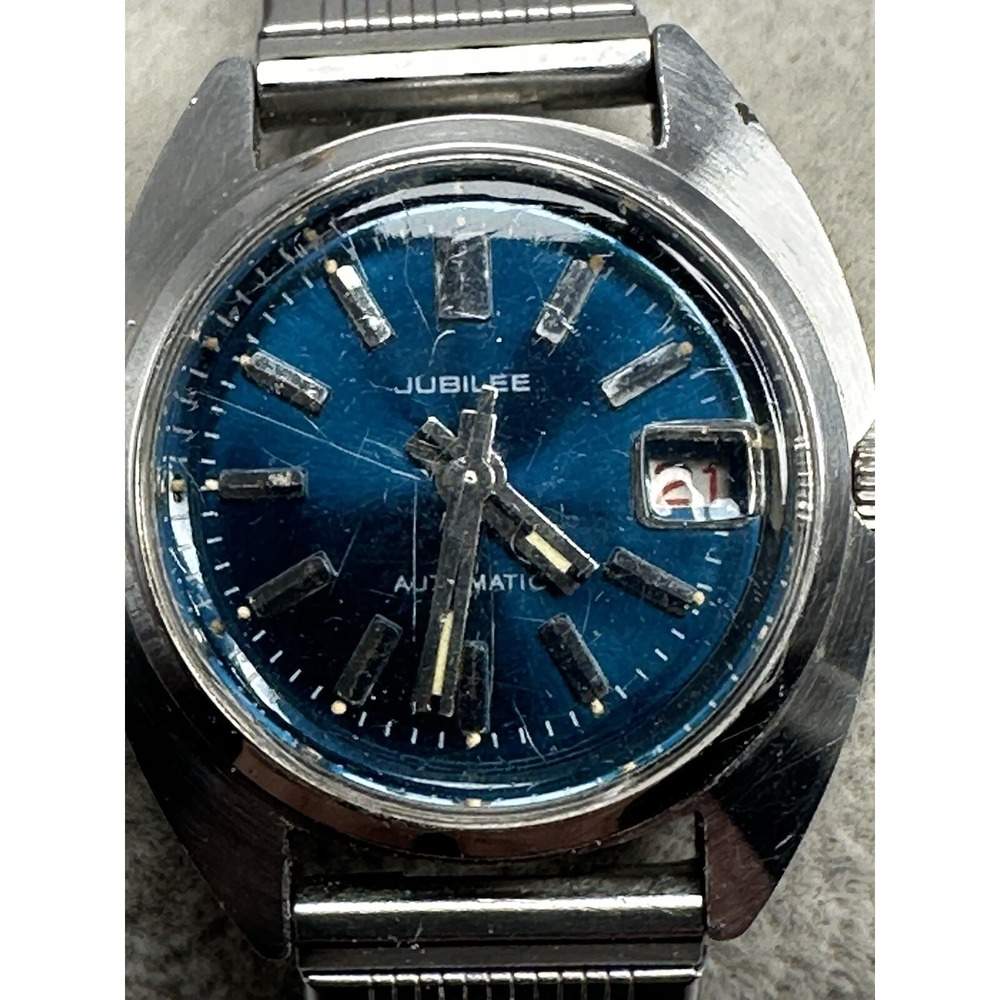 Jubilee Automatic Ladies Watch 25MM 5.5" Stainless Stretch Band Vntg‎ Works E11